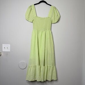 CAARA Lime Green Dress with Puff Sleeves Size M